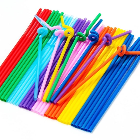 Joernso 100Pcs DIY Disposable Bendable Wine Beverage Straws Party Juice Drinking Tube