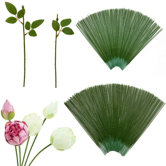 Joernso 100Pcs Green Flower Stem Green Crafts DIY Bouquet Making Artificial Flower Arrangement Plastic Floral Rod Wire Kit Florist Supplies