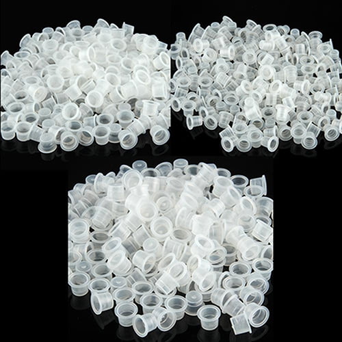 Joernso 100Pcs Small Medium Large Clear White Plastic Tattoo Ink Cups Holder Supplies