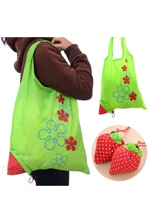 10L Storage Bag Foldable Large Capacity Reusable Eco-friendly with Handle Item Storage Oxford Cloth Collapsible Strawberry Grocery Bag Storage Pouch for Women