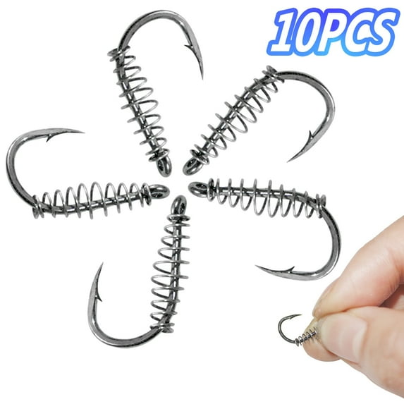 Joernso 10Pcs Sharpened Carbon Steel Chub Spring Fishing Hooks Fish Tackle Accessory