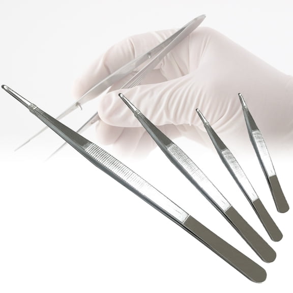 Joernso 12.5-30cm Forceps Thickened Anti-slip Food-grade Stainless Steel Multipurpose Tweezers Clip for Small Things