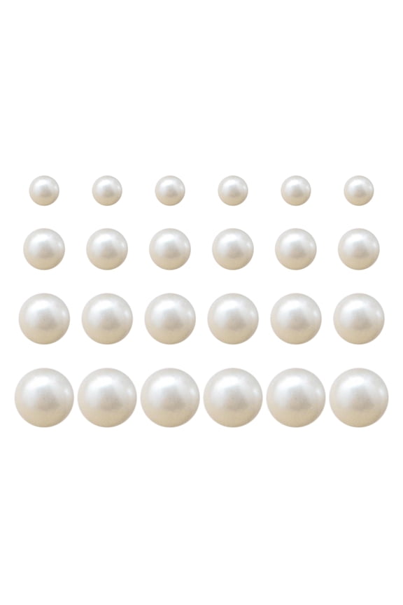 12 Pairs Ear Studs Faux Pearl Different Sizes Smooth Anti-allergy Lightweight Exquisite Ear Decoration Jewelry Prom Party Bride Stud Earrrings