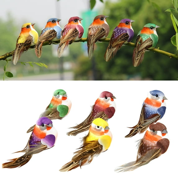Joernso 12Pcs Foam Bird Vivid Image Realistic with Clip Wreath Crafts Home Ornament Simulation Bird Garden Supply