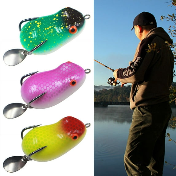 Joernso 13.2g 5cm Frog Lure Smooth Surface Eye-Catching Colorful Frog Floating Weedless Toad Soft Lure for Outdoor