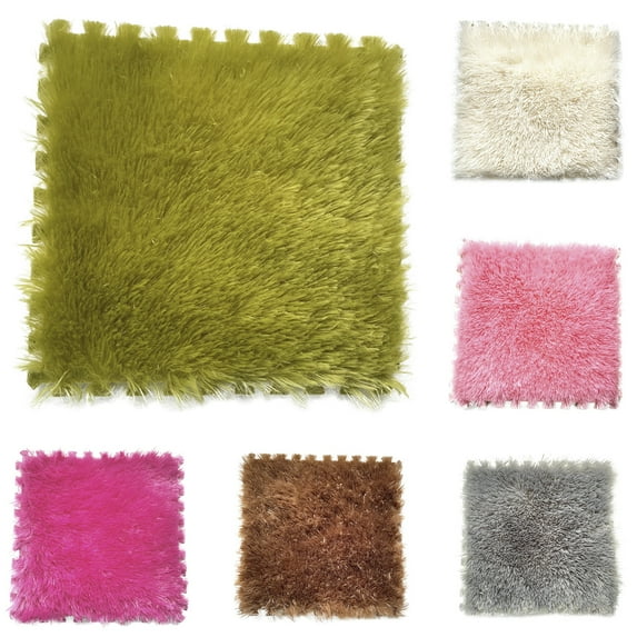 Joernso 16Pcs/Set Puzzle Carpet Patchwork Freely Matching Jigsaw Splice Furry Puzzle Type Plush Floor Area Rug for Living Room