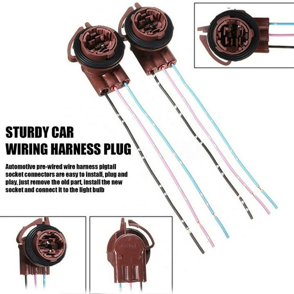Joernso 2 Pcs Lamp Sockets Pre-Wired Harness Sockets Waterproof High Temperature Resistant Car LED Bulbs Socket Adapters Bulb Pigtail Socket Plug Connector for 3156 3157