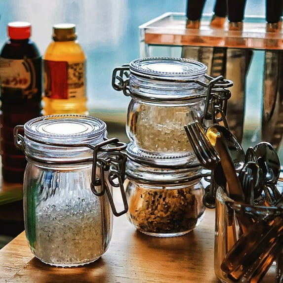 Joernso 2 Pcs Miniature Storage Jars Doll House Mini Transparent Jar with Lid Simulation Sealing Jar Model for 1:6 Doll House Kitchen Decoration