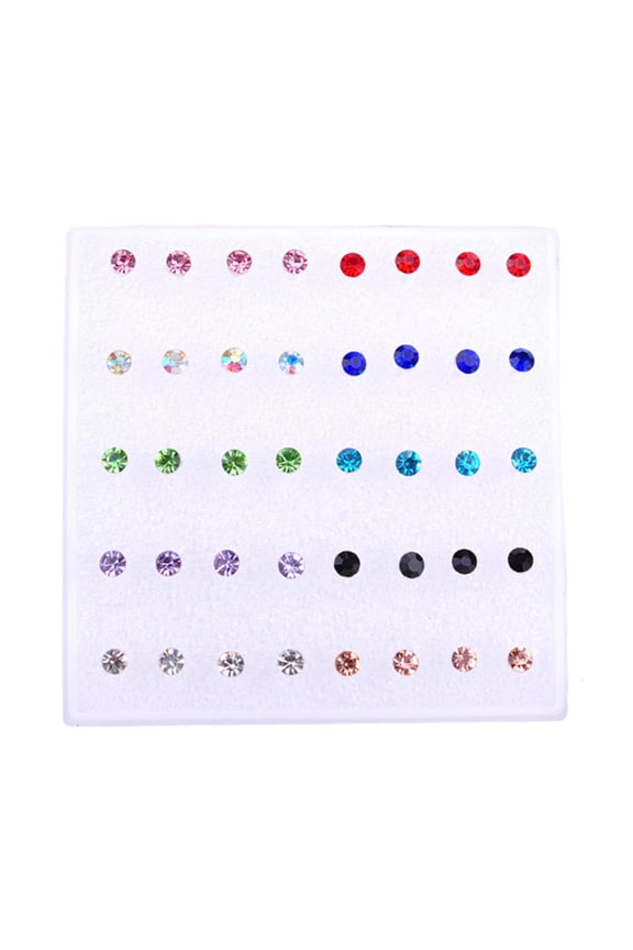 20 Pairs Women Ear Studs Set Shiny Cubic Zirconia Exquisite Concise Shining Multi-Color Decorative Stainless No Harm Zirconia Women Earrings Set for Daily Wear