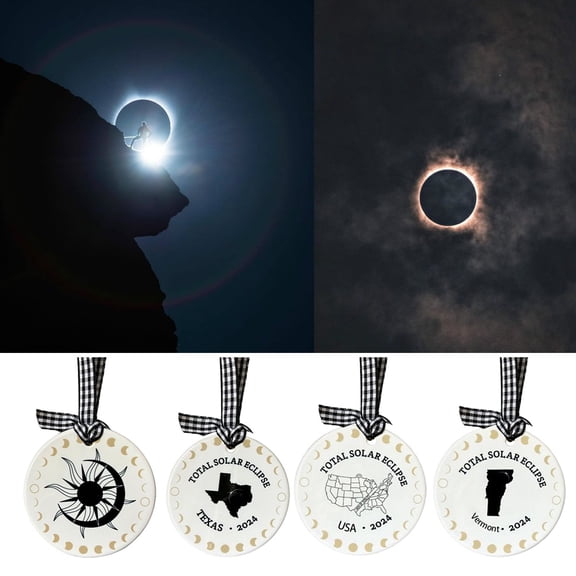 Joernso 2024 Solar Eclipse Decoration Acrylic Path of Totality States Ornament Total Solar Eclipse Pendant Astronomy Lovers Keepsake Gift