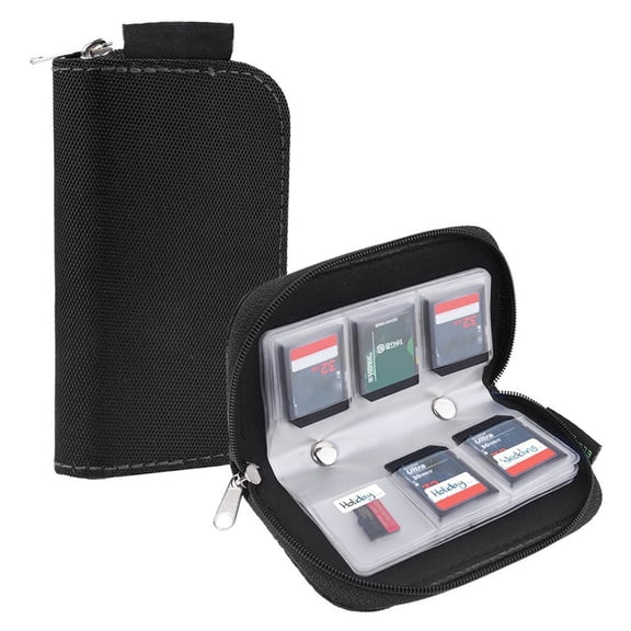 Joernso 22 Slots Zipper CF TF Micro Security Digital Memory Card Storage Bag Case Cover