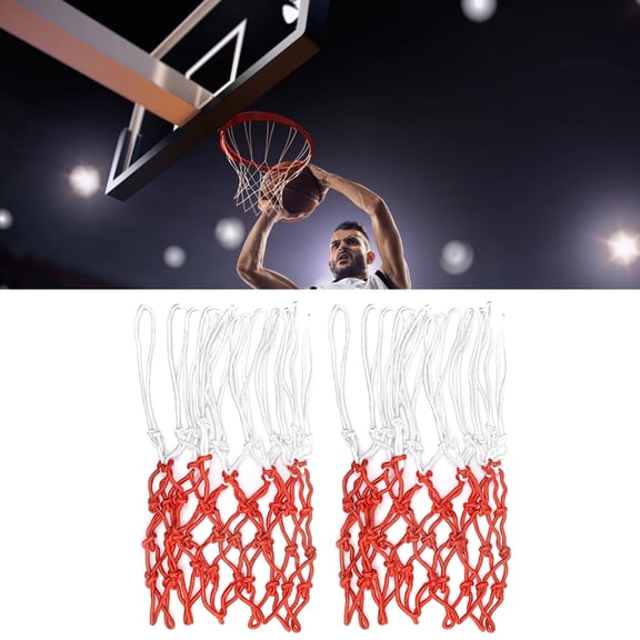 Joernso 2Pcs 13 Buckles Basketball Net Professional Wear-resistant Bold Nylon Basketball Hoop Net for Outdoor