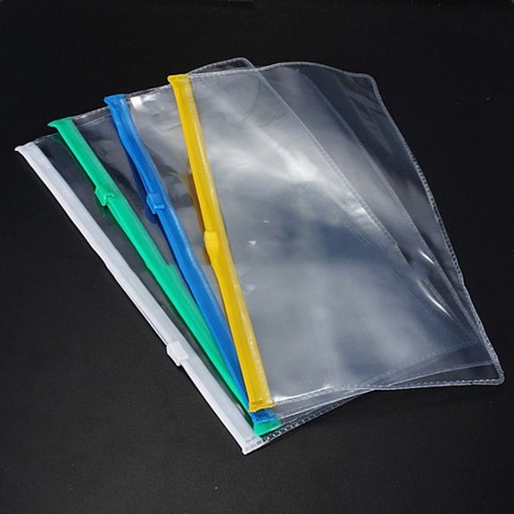 Joernso 2Pcs Clear Portable Waterproof Filing Bag Zip Folder Pencil Pen Case Bag Pouch
