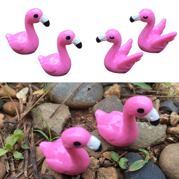 Joernso 2Pcs Flamingo Toys Vivid Exquisite Small Mini Lovely Flamingo Figurine Desk Decor