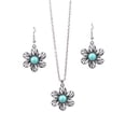 thumbnail image 1 of Joernso 2Pcs/Set Ethnic Style Faux Turquoise Necklace Earrings Set Women Shining Rhinestones Inlaid Pendant Necklace Hook Earrings Jewelry Set, 1 of 8
