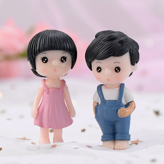 Joernso 2Pcs/Set Resin Boy Girl Couple Model Figurine DIY Miniature Landscape Accessory