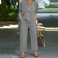 thumbnail image 1 of Joernso 3 Pcs/Set Women Coat Vest Pants Set Long Sleeve Cardigan O Neck Sleeveless Vest Elastic Waist Wide Leg Trousers Casual Loose Pantsuit Fall Spring Daily Wear Outfit, 1 of 8