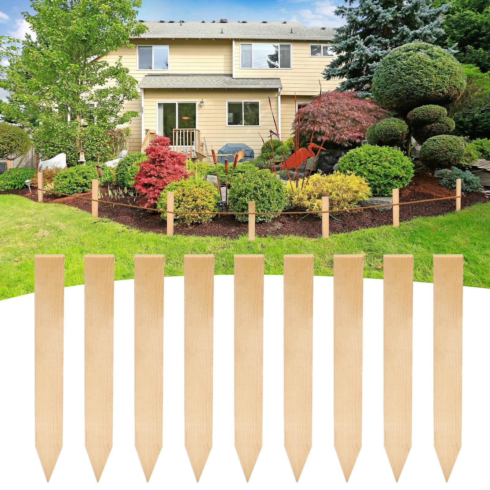 Joernso 30 Pcs Wooden Garden Stakes Grade And Survey Stakes Landscapes