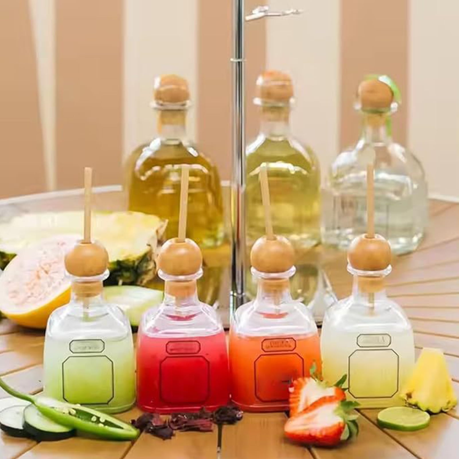 Joernso 375ml Mini Tequila Bottles Reusable Cocktail Cups with Straw Hole Refillable Liquor Bottles Drinks Cups for Cocktail Party Camping Picnics