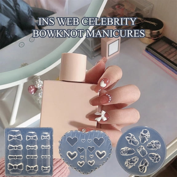 Joernso 3D Patterns Nail Mold Artwork Making Transparent Silicone Carving Bear Butterfly Stamping Mold for Salon