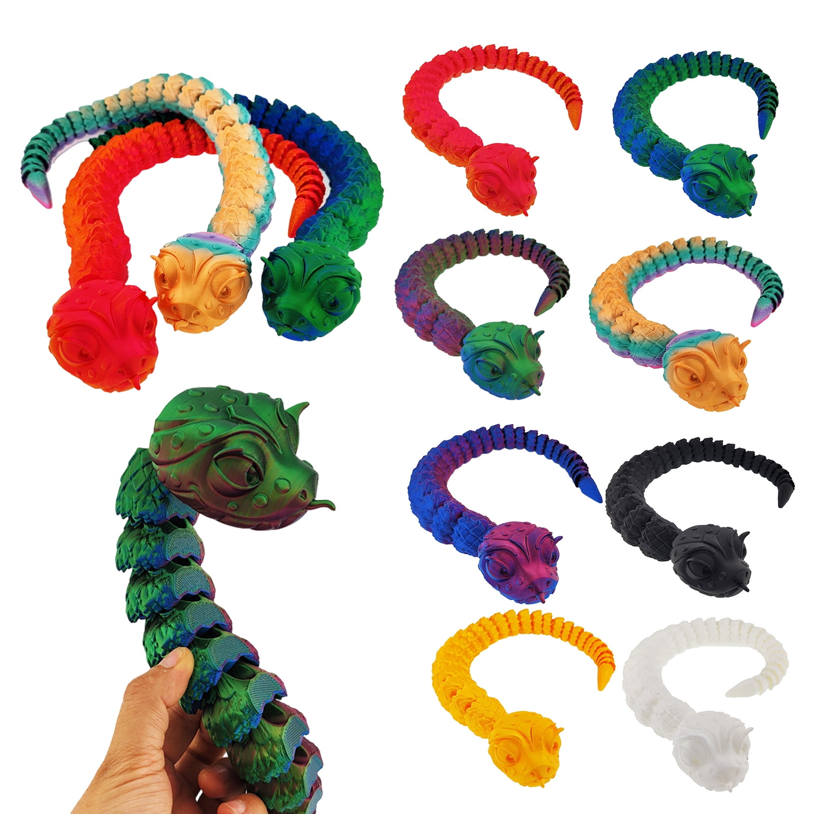 Joernso 3D Printed Snake Toy Articulated Snake Ornament Flexible Snake ...