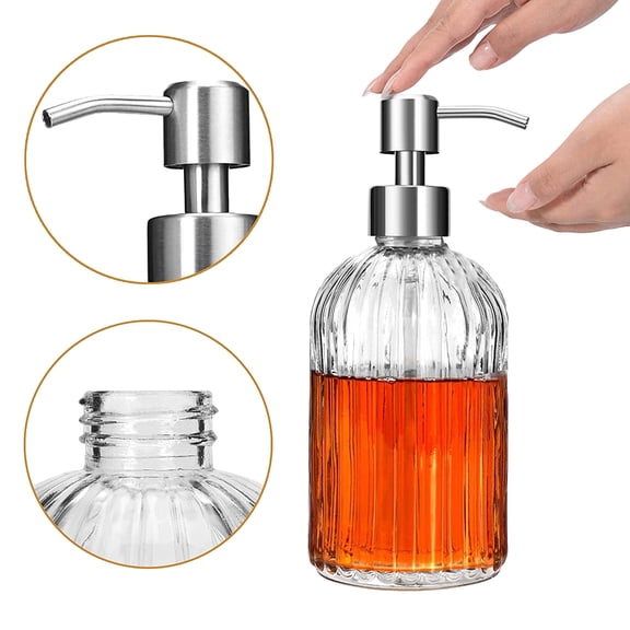 Joernso 400ml Liquid Soap Shower Gel Shampoo Dispenser Glass Empty Pump Bottle Container