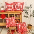 thumbnail image 1 of Joernso 45cm x 45cm Plush Pillowcase Chinese Character Pattern Cushion Cover Festive Chinese Wedding Bed Square Pillow Cover Home Decor, 1 of 8