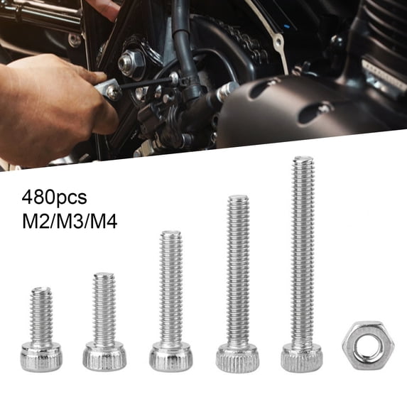 Joernso 480Pcs M2/M3/M4 Stainless Steel Hex Socket Round Head Cap Bolts Screws Nuts Kit with Storage Box for Repairing