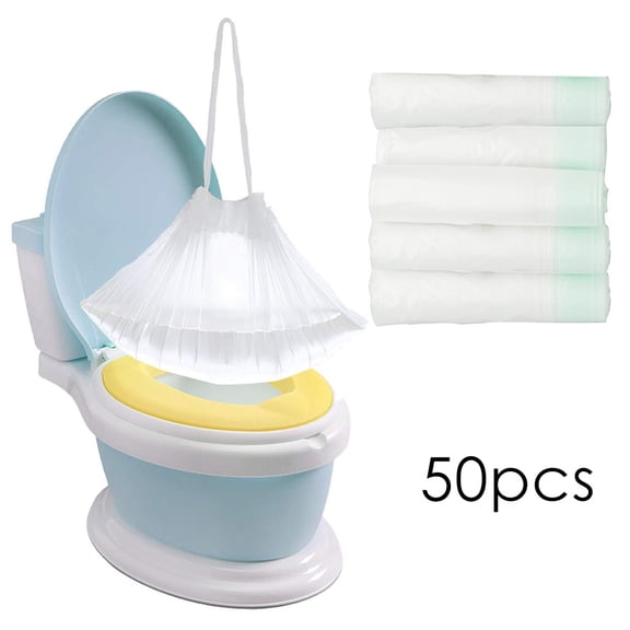 Joernso 50Pcs/5 Rolls Disposable Baby Kids Potty Chair Bag Drawstring Toilet Liner Pouch