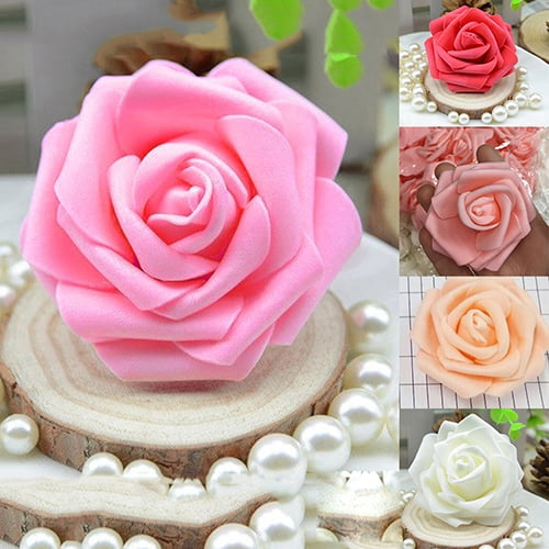 Joernso 50Pcs Artificial Flowers Wedding Bride Bouquet Party Decor Foam Rose Heads