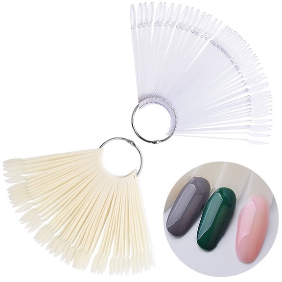 Joernso 50Pcs Fan-shape Nail Art Tips Polish Board Display Practice Sticks Manicure Tool