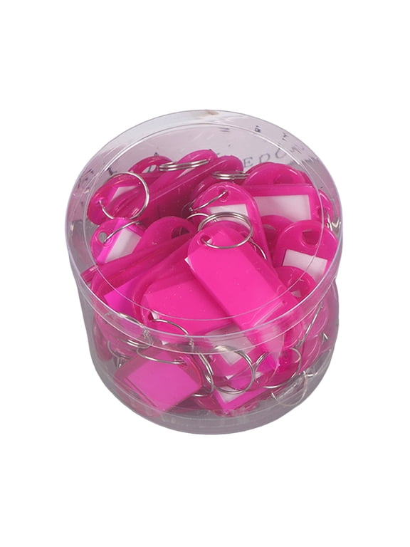 50Pcs Keyring Tags Plastic Key Fobs ID Tags with Split Keyring Paper Insert Key Tags Writing Paper Keychain Organizer