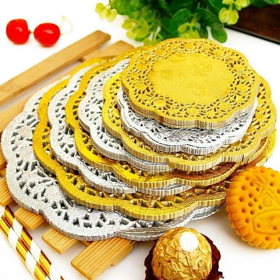 Joernso 50Pcs/Set Exquisite Lace Edge Dessert Mat Beautiful Heat Insulation Paper Cake Mat for Home