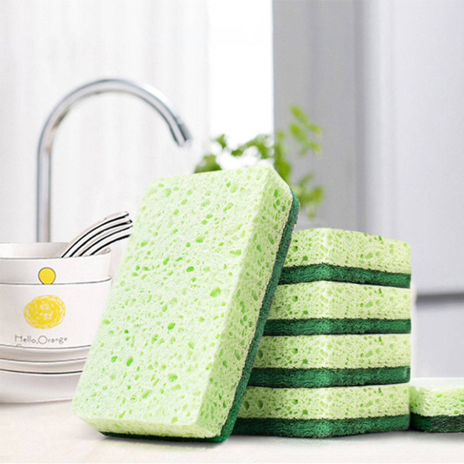 So Clean Sponge Joernso 5Pcs Dual-side Use Rich Foam Cleaning Sponge Cotton Pulp Good ...