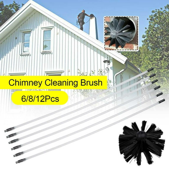 Joernso 6/8/12Pcs Dryer Duct Vent Long Handle Flexible Rod Chimney Brush Cleaning Tool