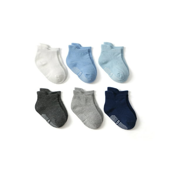 Joernso 6 Pairs Baby Boys Girls Solid Color/Stripes Soft Non Slip Breathable Ankle Socks