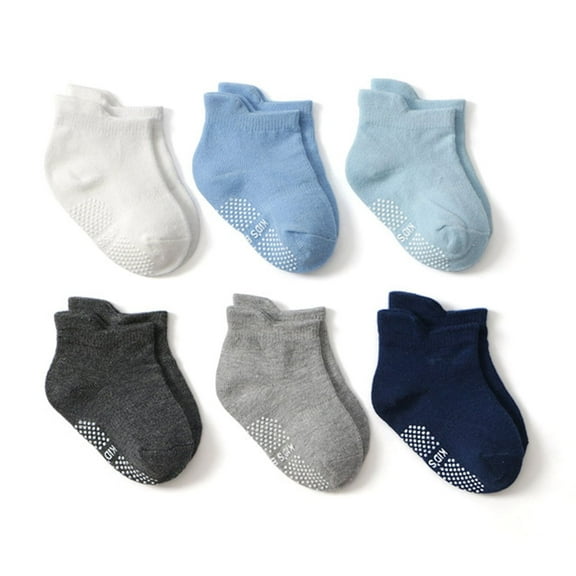 Joernso 6 Pairs Baby Boys Girls Solid Color/Stripes Soft Non Slip Breathable Ankle Socks