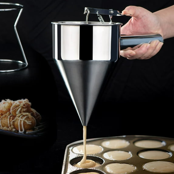 Joernso 600ml/1200ml Kitchen Funnel Large Capacity Detachable Cone-shaped Stainless Steel Funnel Dispenser Household Supplies