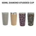 thumbnail image 1 of Joernso 600ml Rhinestone Studded Water Bottle Leak-proof 304 Stainless Steel Reusable Drinking Vacuum Flask for Office, 1 of 8