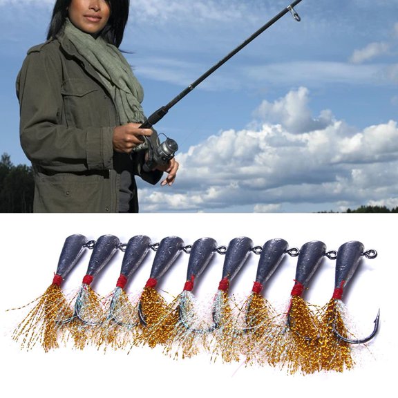 Joernso 6Pcs/Set 3.5g/5.5g/9g Fishing Hooks Sharp Single Head Metal Jig Head Cast Assist Fishing Barbed Hook for Outdoor