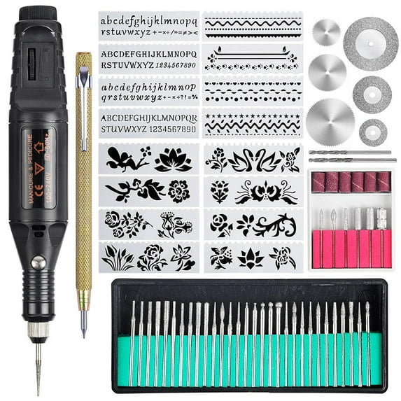 Joernso 70Pcs Mini DIY Electric Plastic Jewelry Metal Glass Engraving Pen Engraver Tool