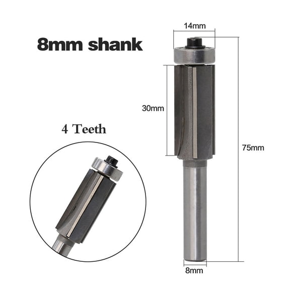 Joernso 8mm Shank 4 Teeth Alloy Steel Router Bit Wood Milling Cutter Woodworking Tool