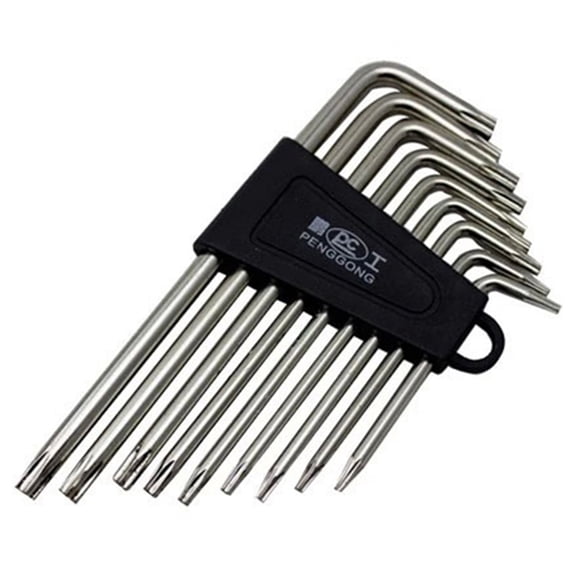 Joernso 9Pcs PengGong Torx L-shape Hex Wrench Key Spanner Bicycle Repair Hand Tool Kit