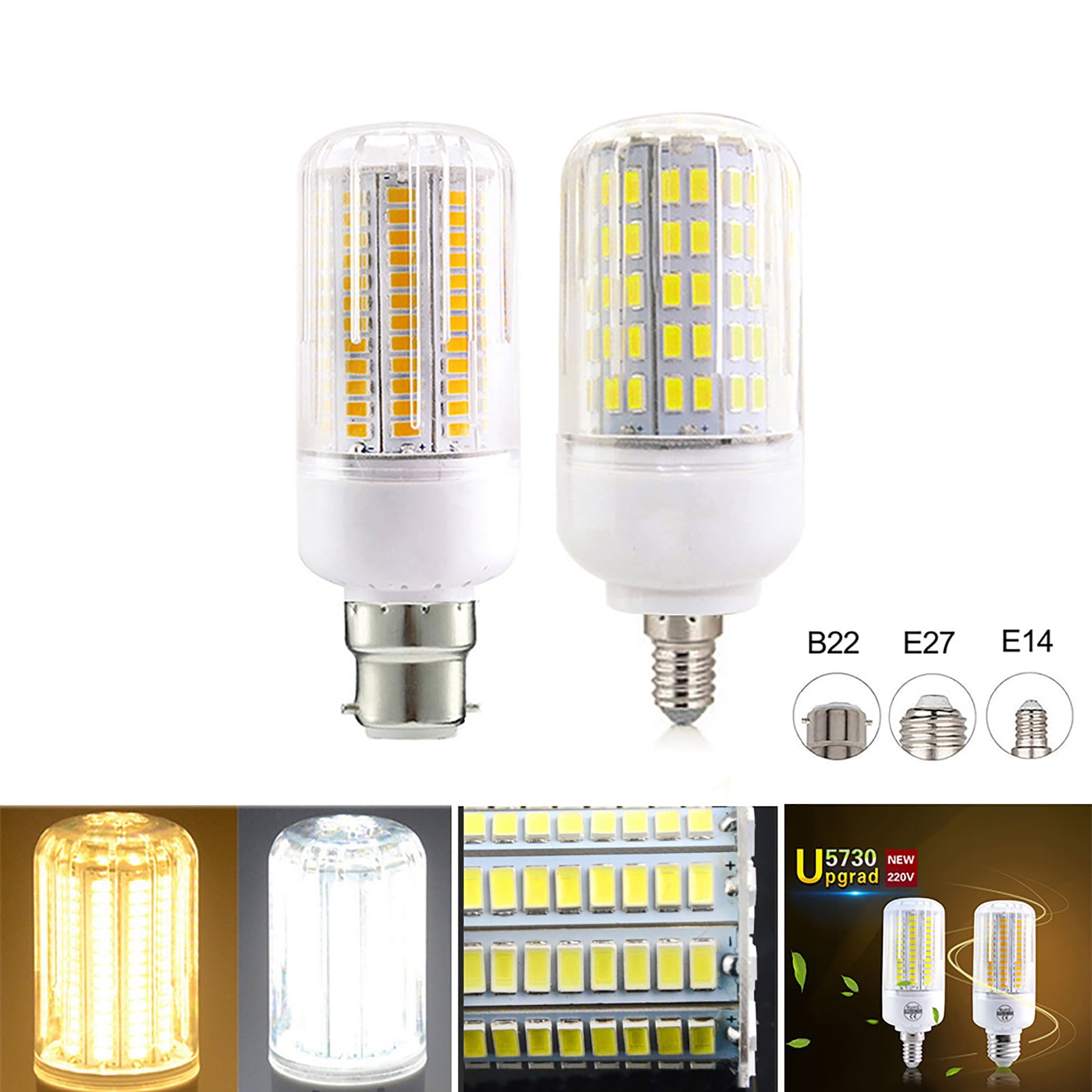 Joernso AC 110/220V 3/4/5/7/8/9/12/15/18W E27 E14 B22 5730 SMD LED Corn Light Lamp Bulb