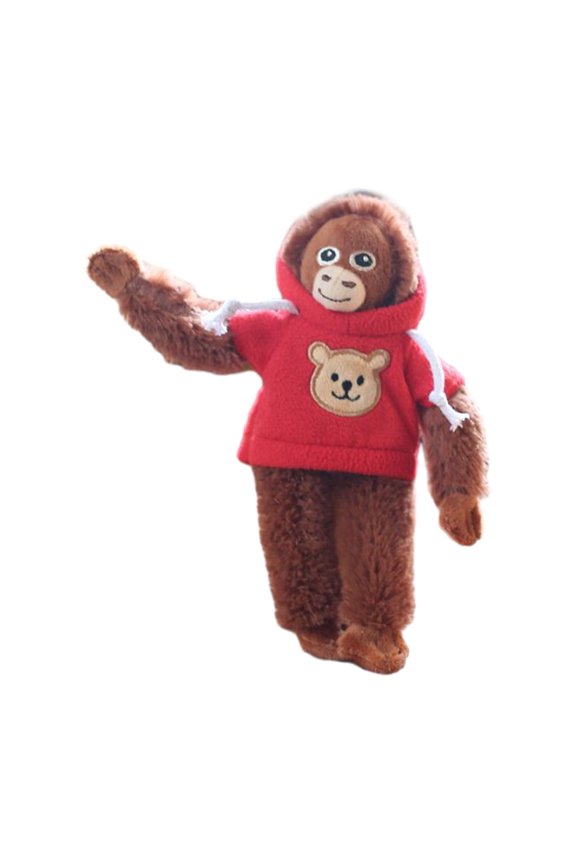 Adorable Hoodie Monkey Keychain Plush Hanging Ornament with Removable Jacket Soft Bags Pendant Animal Stuffed Key Ring
