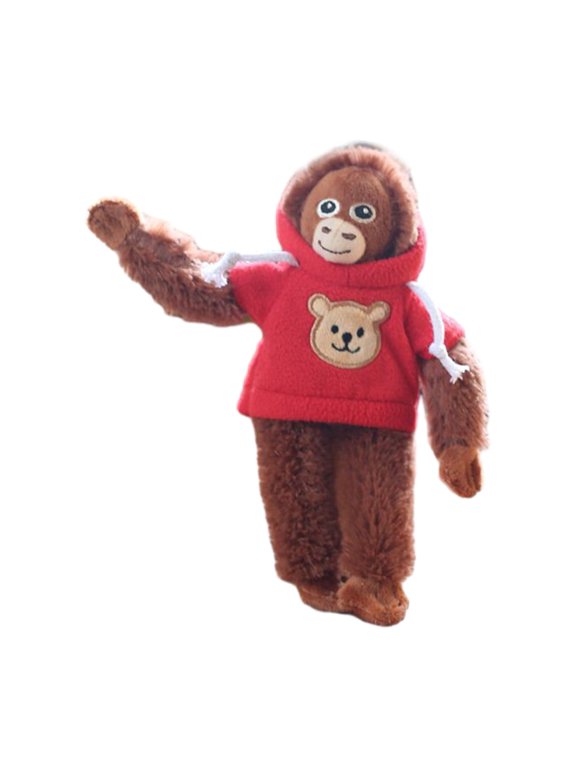 Adorable Hoodie Monkey Keychain Plush Hanging Ornament with Removable Jacket Soft Bags Pendant Animal Stuffed Key Ring