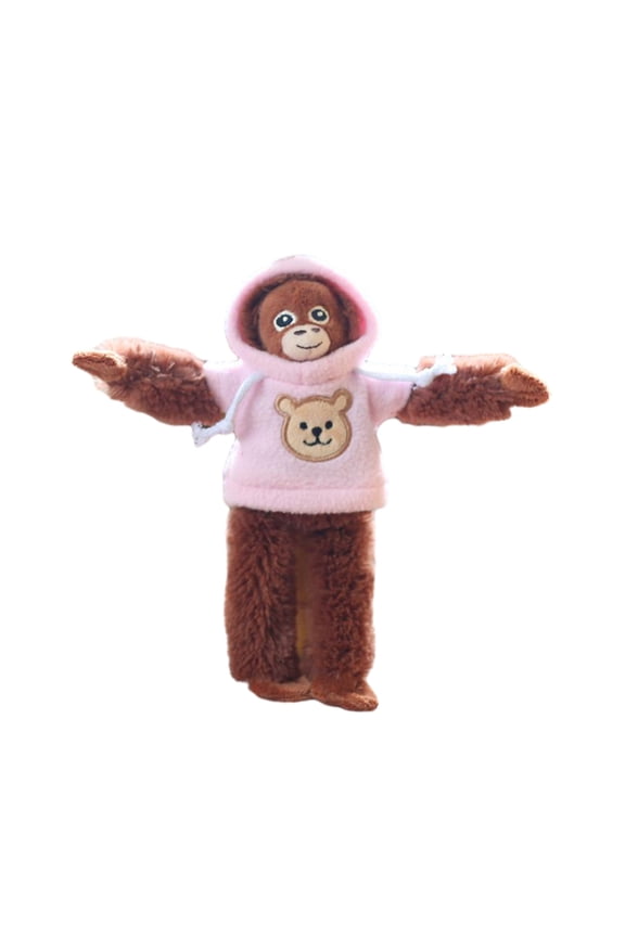 Adorable Hoodie Monkey Keychain Plush Hanging Ornament with Removable Jacket Soft Bags Pendant Animal Stuffed Key Ring