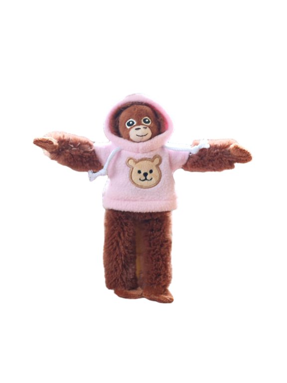 Adorable Hoodie Monkey Keychain Plush Hanging Ornament with Removable Jacket Soft Bags Pendant Animal Stuffed Key Ring