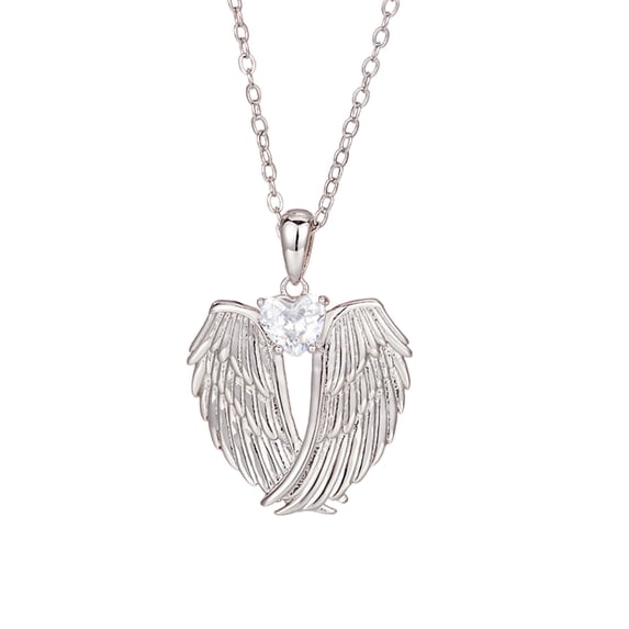 Joernso Angel Wings Necklace Rhinestone Hug Guardian Wings Pendant Necklace Zircon Birthstone Jewelry Gift for Her