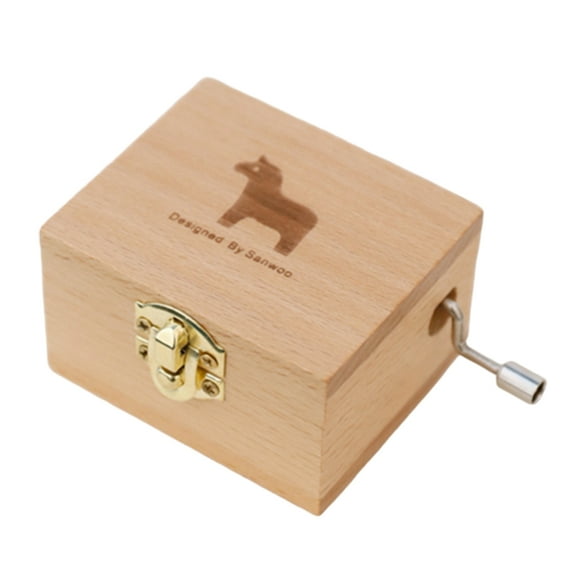 Joernso Animal/Tower/Sailboat Design Carved Mini Wooden Music Box Kids Birthday Gift